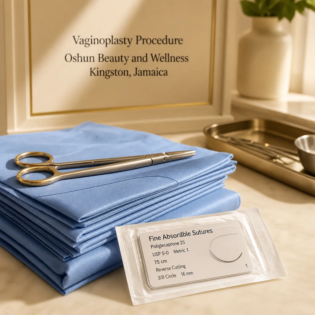Reference materials and a Vaginoplasty care plan in a leather portfolio at the Oshun clinic in Kingston, Jamaica